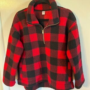 Women’s Old Navy Buffalo Plaid Sherpa Fleece Quarter Zip